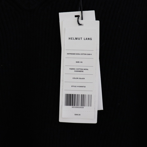 NWT Helmut Lang Distressed V Neck Sweater Black - Picture 8 of 8
